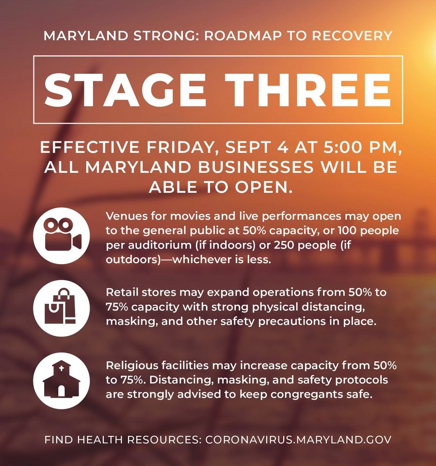 Maryland to Enter Stage Three on Friday