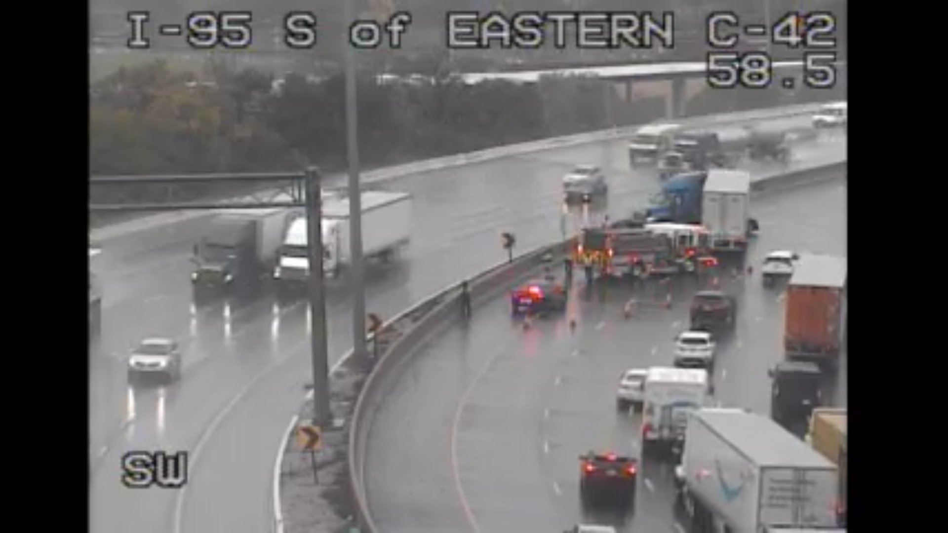 Jack-Knifed Tractor Trailer Reported on I-95