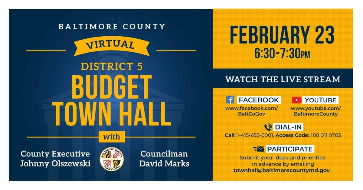 Olszewski & Marks to Host Budget Town Hall Tonight