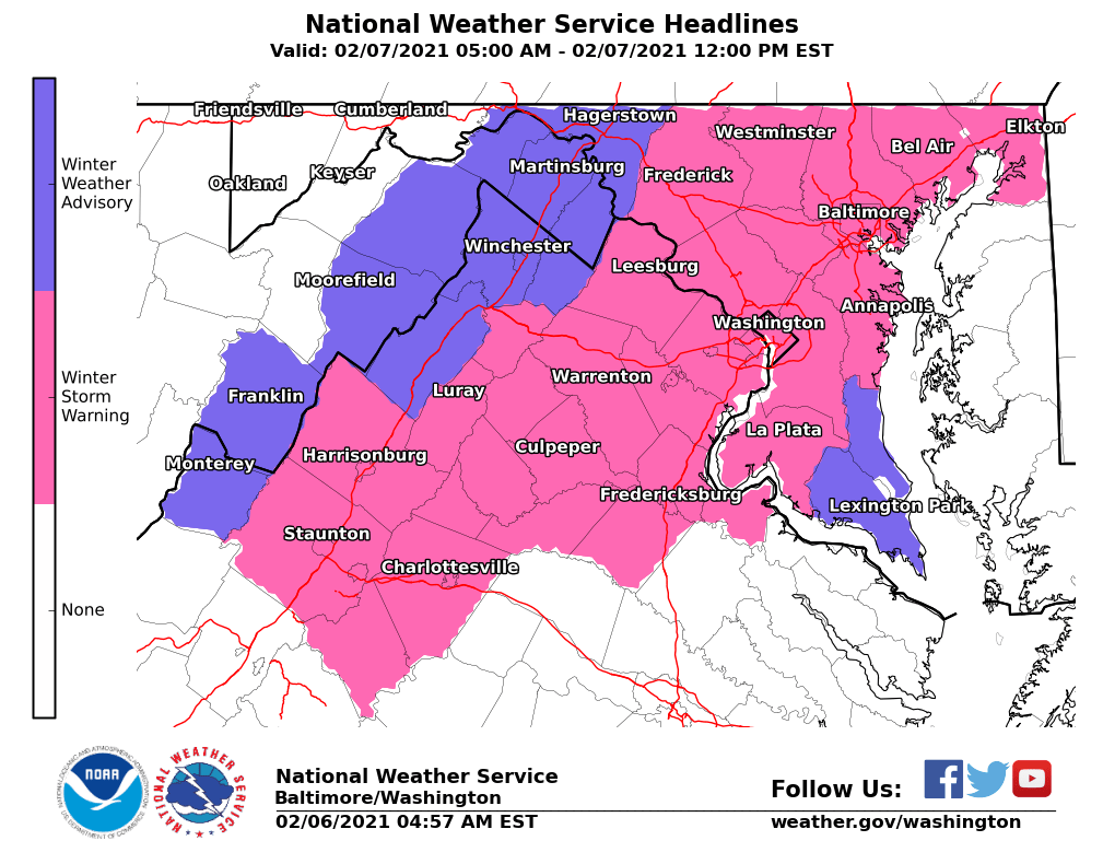 Winter Storm Warning Issued for Baltimore County
