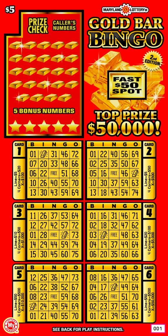 Winning Gold Bar Bingo Scratch-Off Ticket Sold in Dundalk