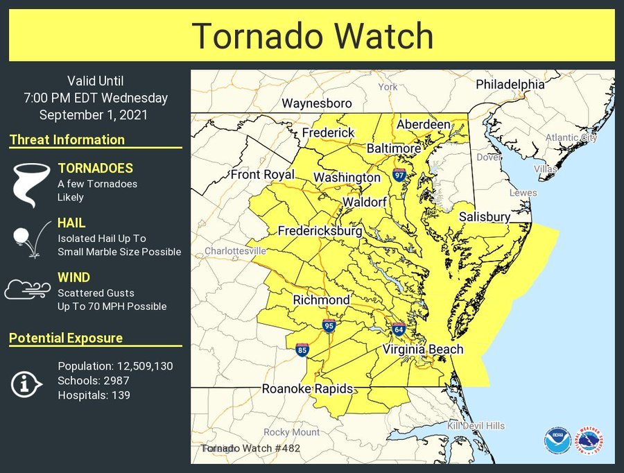 Tornado Watch Issued Until 7 p.m.