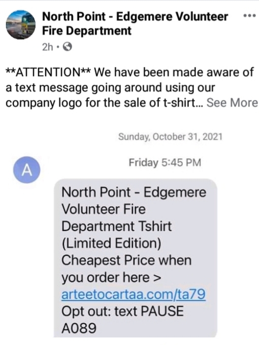Volunteer Fire Companies Warn of Text Scam Using Their Names