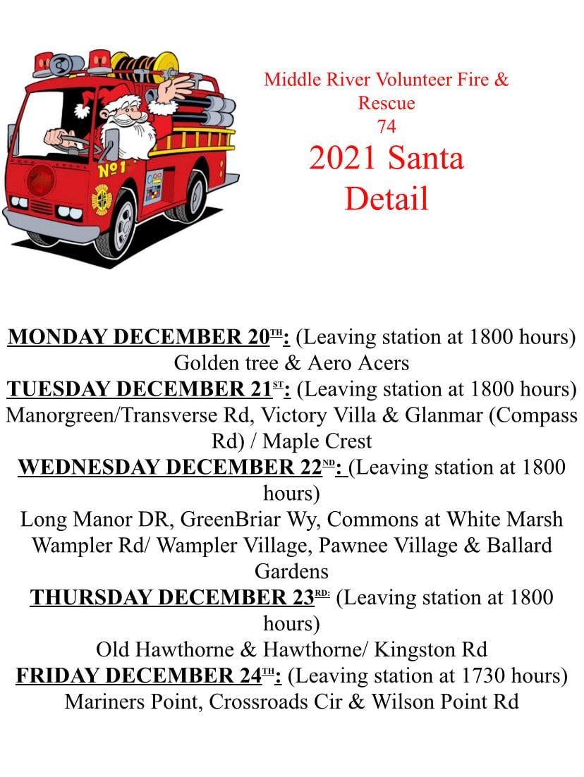 Middle River Fire and Rescue Santa Detail